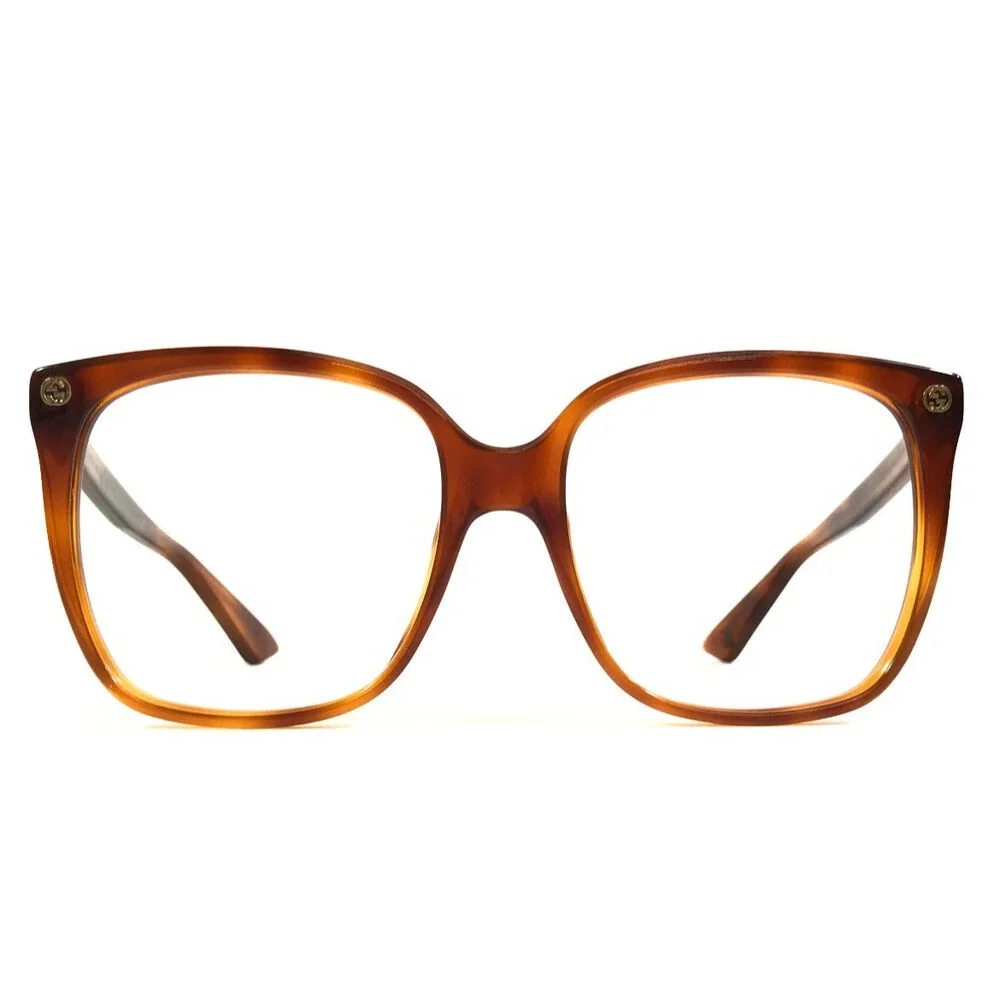 Gucci Eyeglasses Frames GG0022S 002 Light Havana Square Full Rim 57-18-140